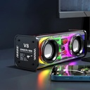 V8 10W 1800mAh Wireless Stereo Speaker TWS Transparent Mecha Stereo BT 5.0 Colorful Light
