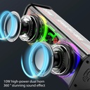 V8 10W 1800mAh Wireless Stereo Speaker TWS Transparent Mecha Stereo BT 5.0 Colorful Light