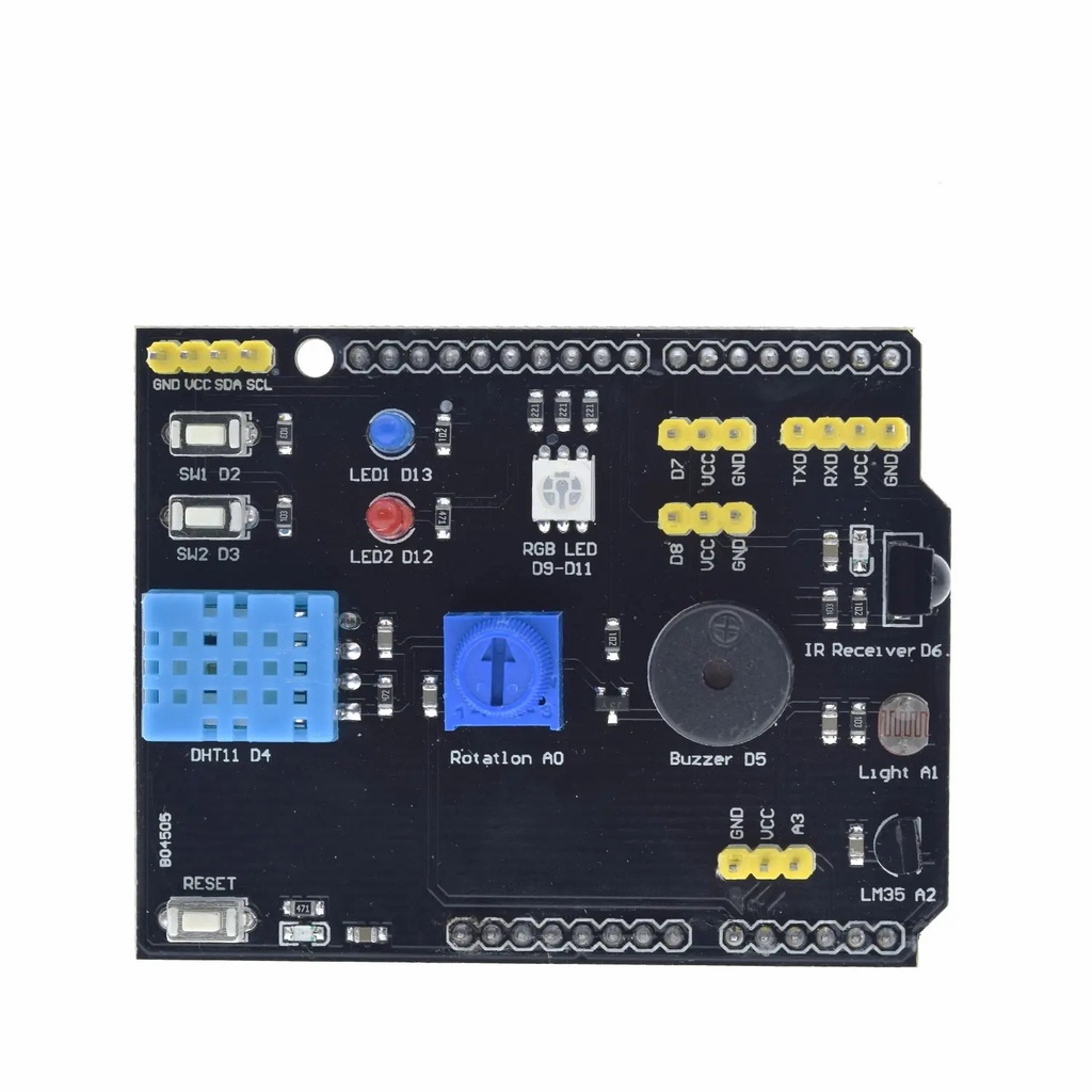 DHT11 LM35 Temperature Humidity Sensor Multifunction Expansion Board Adapter For Arduino UNO R3 RGB LED IR Receiver Buzzer I2C