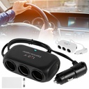 Universal 12V 24V 120W 3 Way Multi Socket Charger Splitter 2 USB Ports with 10A Car power adapter