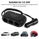 Universal 12V 24V 120W 3 Way Multi Socket Charger Splitter 2 USB Ports with 10A Car power adapter