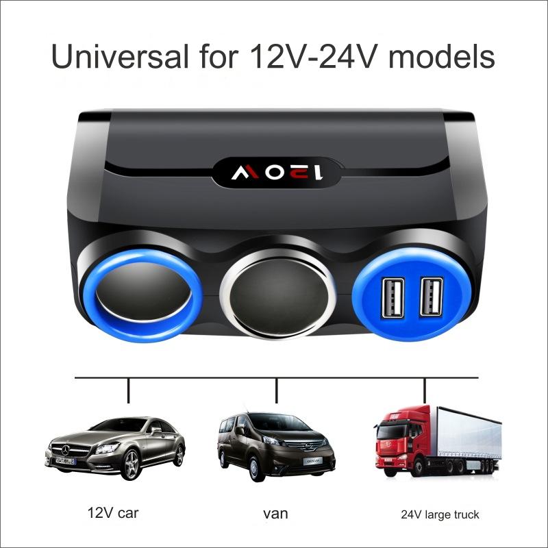 Dual USB charging plug Splitter 12-24v Universal 120w Smart Outlet Car Power Adapter