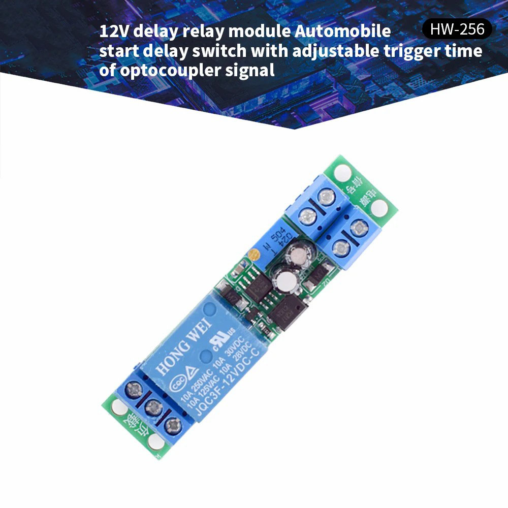 12V time delay relay module car start delay switch with optocoupler signal trigger time adjustable