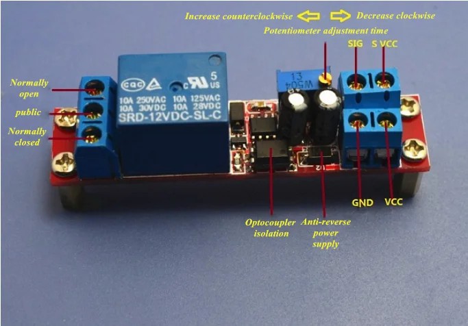 12V time delay relay module car start delay switch with optocoupler signal trigger time adjustable