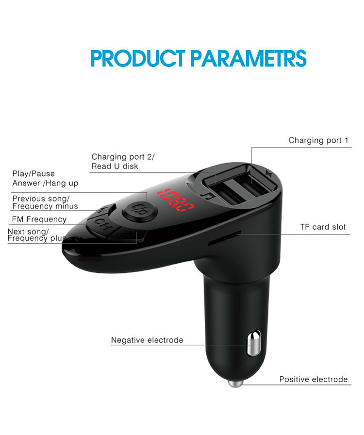 Car MP3 player Bluetooth hands-free dual USB with remote control TF card Bluetooth 5.0 multi-function receiver