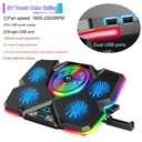 Coolcold Gaming Laptop Cooler 5 Fans 2 USB Ports With RGB Light HD Display Laptop Cooling Pad Adjustable Notebook Cooler Stand For 14-17inch