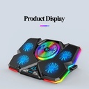 Coolcold Gaming Laptop Cooler 5 Fans 2 USB Ports With RGB Light HD Display Laptop Cooling Pad Adjustable Notebook Cooler Stand For 14-17inch