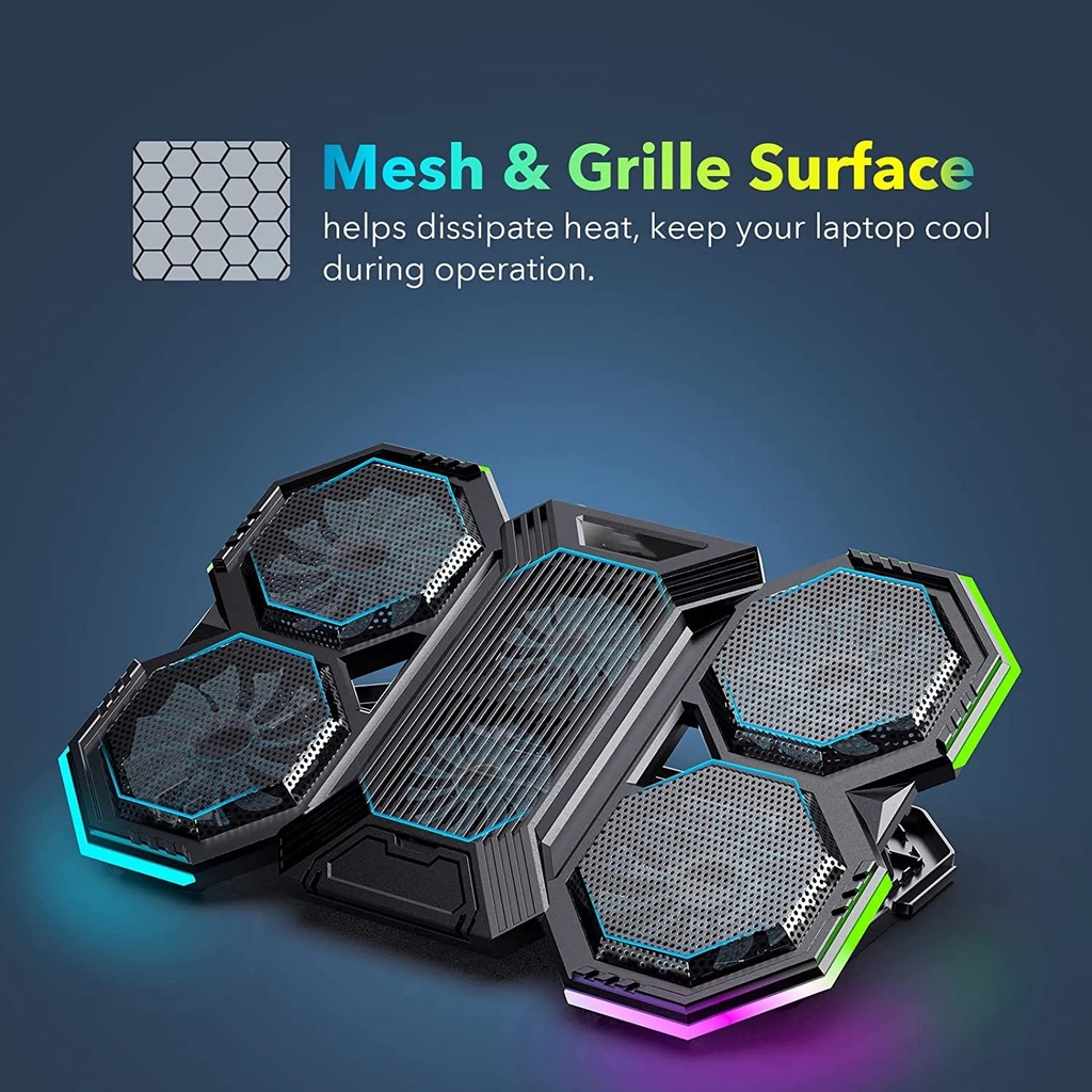 6 Fans Comfort Notebook Cooler RGB Gaming Laptop Cooler Cooling Pad with phone holder