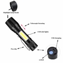 aluminum alloy USB charging led mini telescopic zoom COB glare flashlight