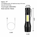 aluminum alloy USB charging led mini telescopic zoom COB glare flashlight