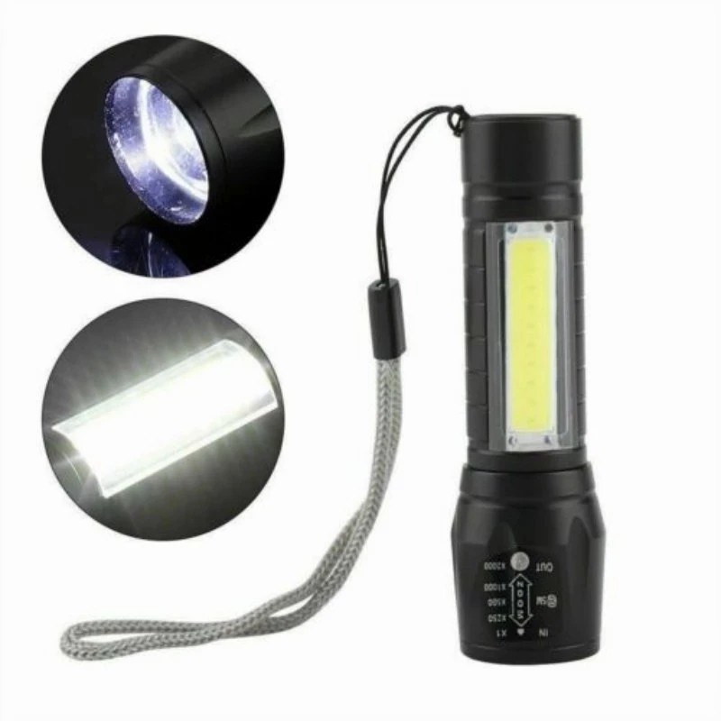 aluminum alloy USB charging led mini telescopic zoom COB glare flashlight