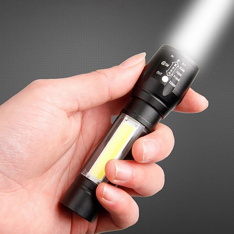 aluminum alloy USB charging led mini telescopic zoom COB glare flashlight