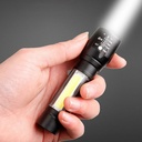 aluminum alloy USB charging led mini telescopic zoom COB glare flashlight