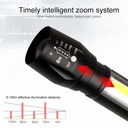 aluminum alloy USB charging led mini telescopic zoom COB glare flashlight