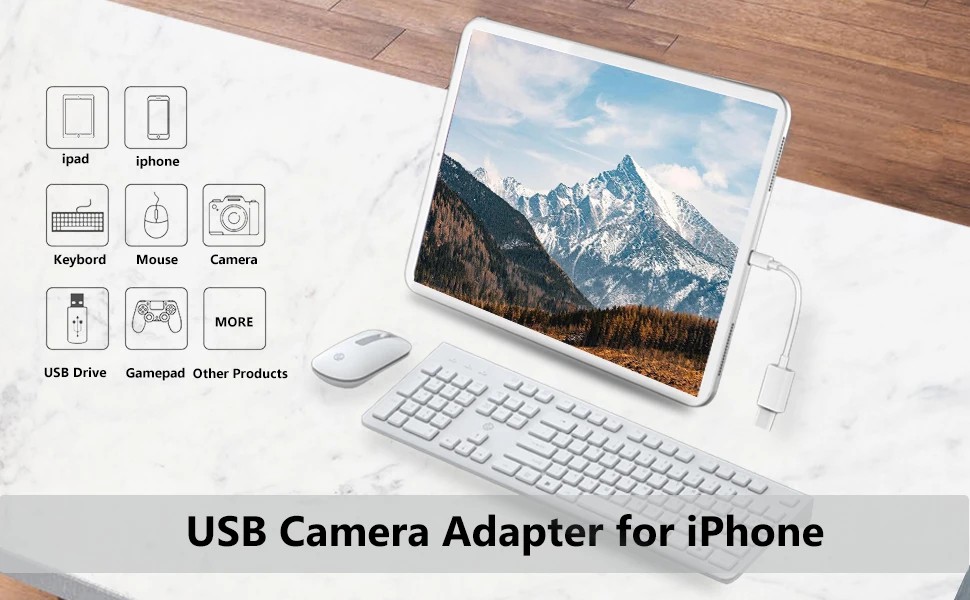 Apple OTG adapter cable adapter Lightning to USB3.0 camera electronic keyboard mobile phone converter