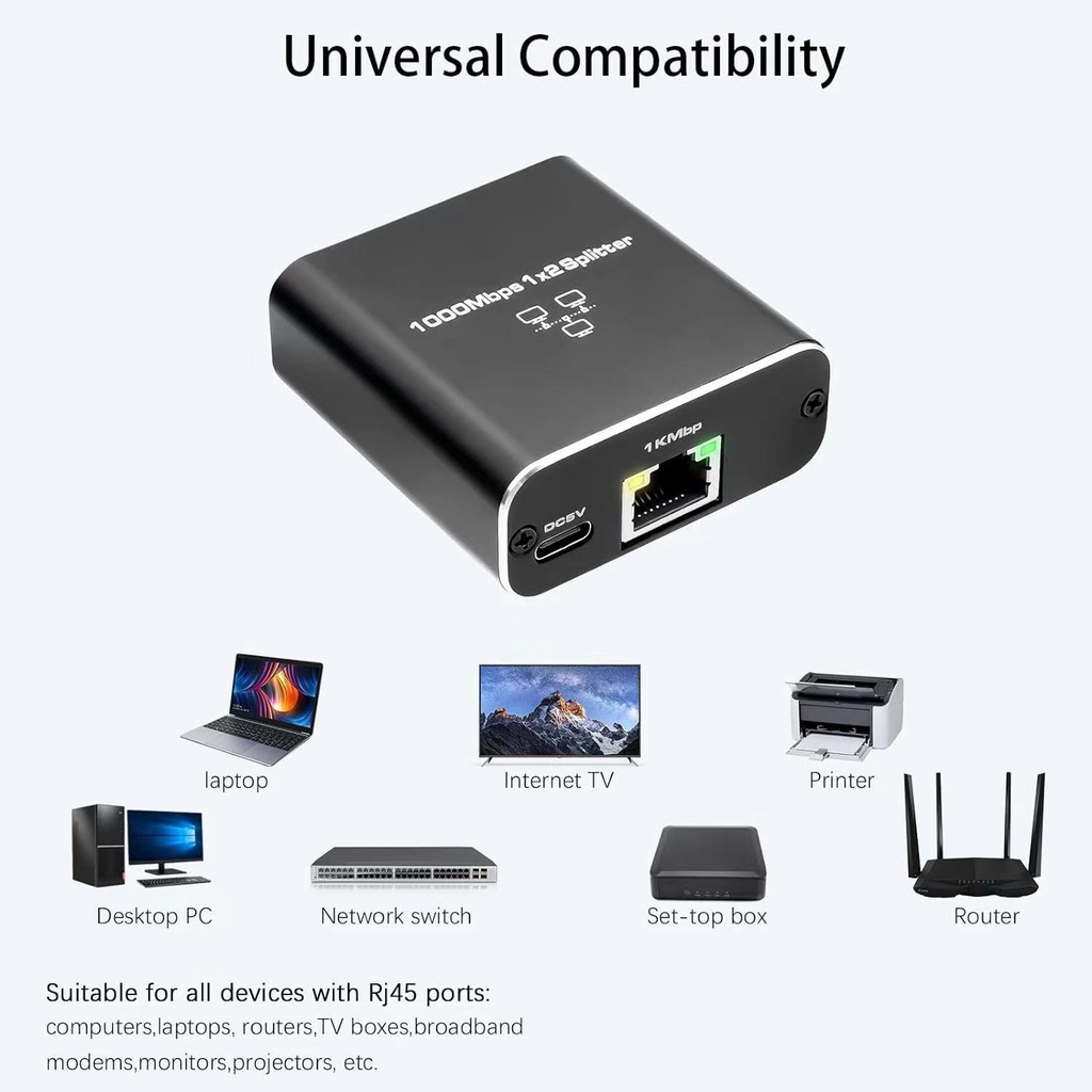Rj45 Splitter 1 To 2/3/4 out 1000M Gigabit Ethernet Splitter Extender Adapter Rj45 LAN Connector Coupler for PC Laptop TV Box Router