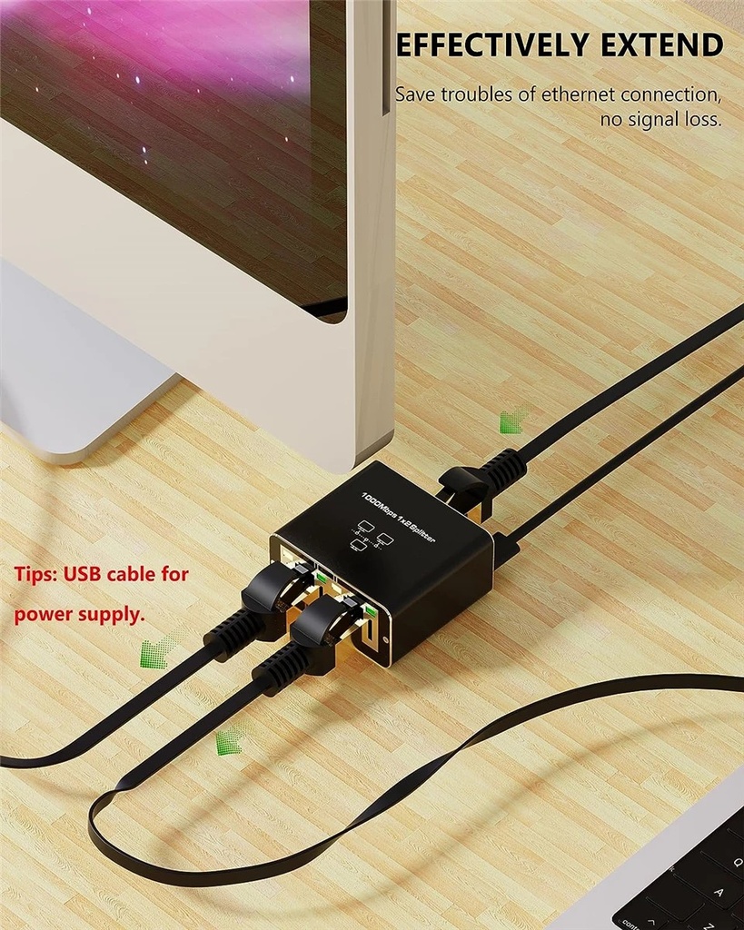 Rj45 Splitter 1 To 2/3/4 out 1000M Gigabit Ethernet Splitter Extender Adapter Rj45 LAN Connector Coupler for PC Laptop TV Box Router