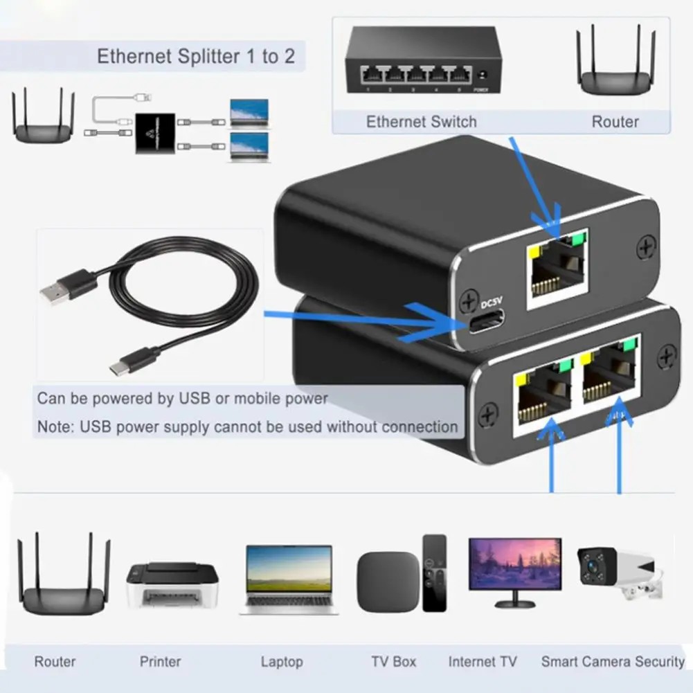 Rj45 Splitter 1 To 2/3/4 out 1000M Gigabit Ethernet Splitter Extender Adapter Rj45 LAN Connector Coupler for PC Laptop TV Box Router