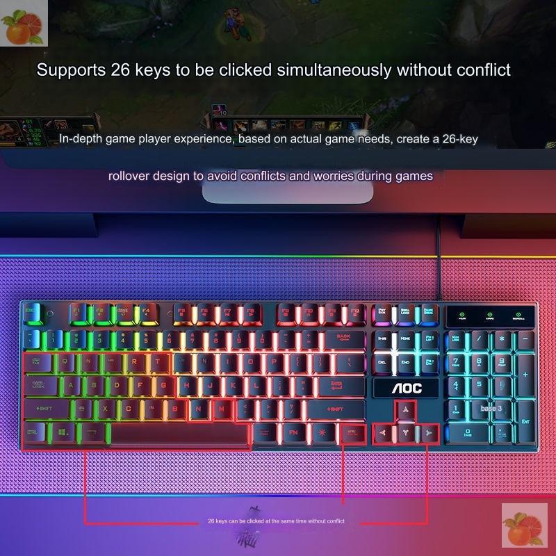 AOC KB121 luminous game desktop notebook USB keyboard