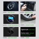 120W Auto Digital Tire Inflator Portable Air Compressor Pump With Light 150 PSI Car Air Pump