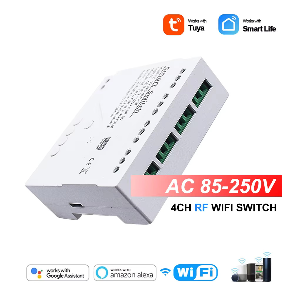 Tuya Smart Switch WiFi DIY Timer 85-220V RF Voice Control Module 4CH Tuya Module