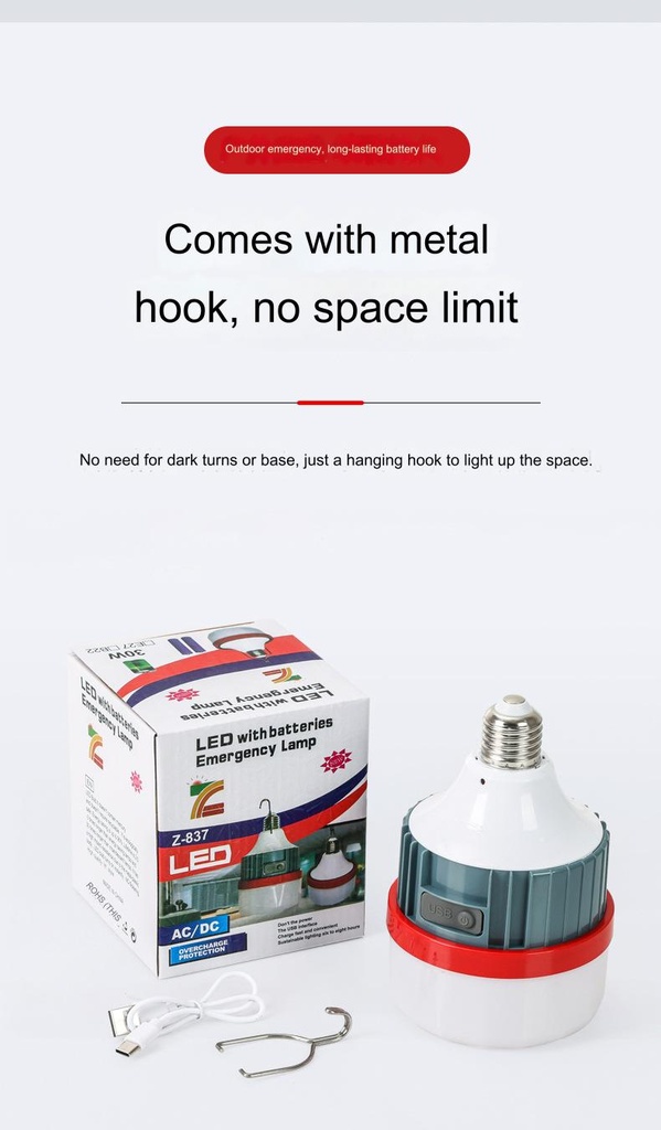 Retractable 18650 rechargeable LED light bulb mobile night market light