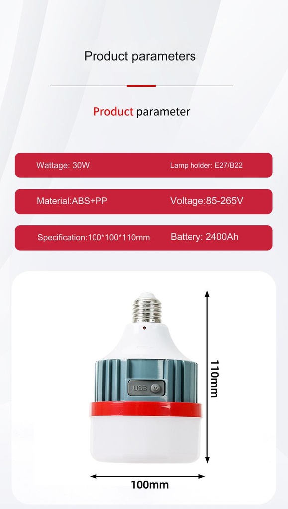 Retractable 18650 rechargeable LED light bulb mobile night market light