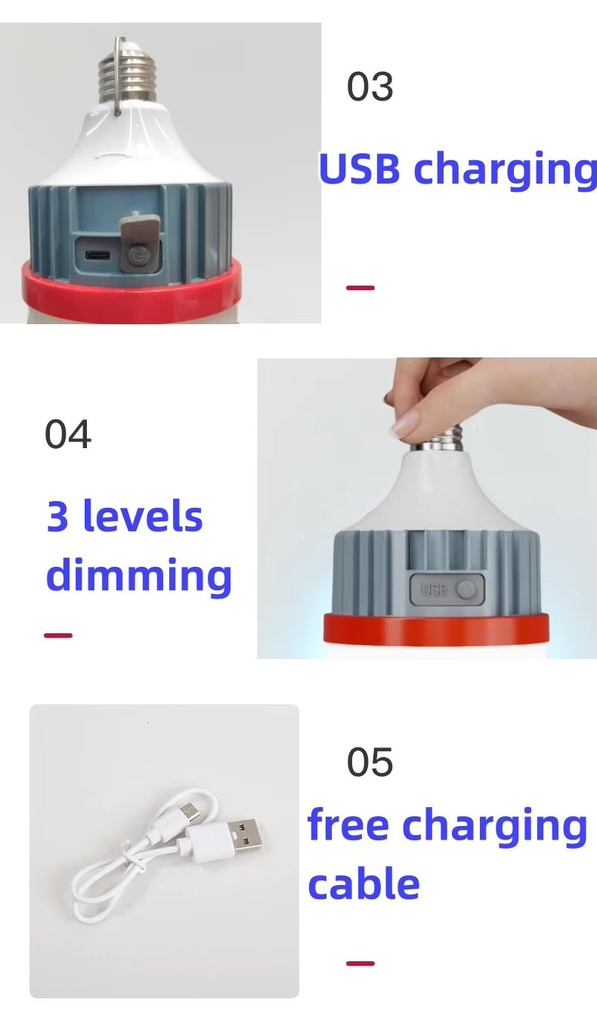 Retractable 18650 rechargeable LED light bulb mobile night market light