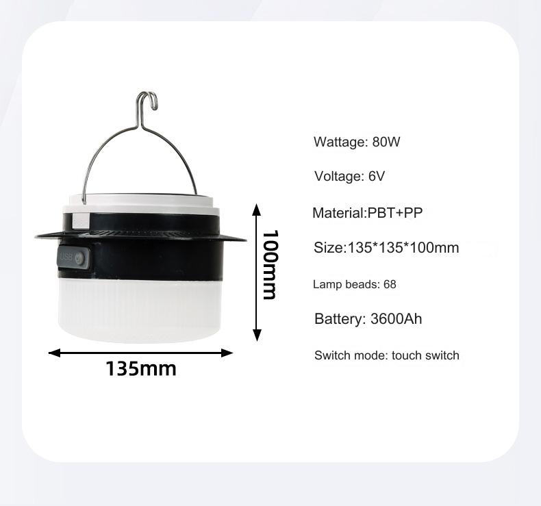 Emergency outdoor stall USB rechargeable 18650 battery led camping light tent lamp solar lights