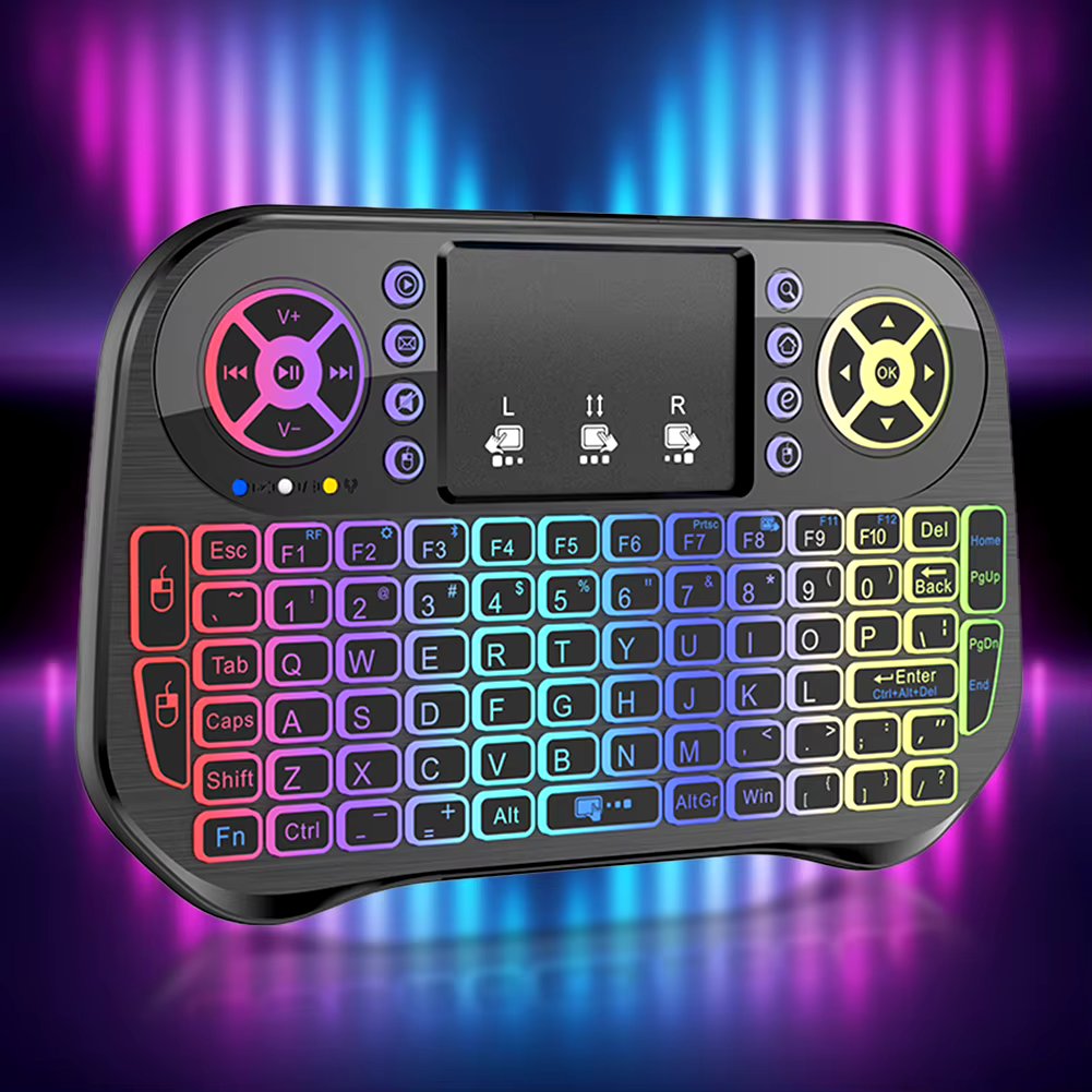 I10 Mini Wireless Keyboard Rechargeable 2.4G 7 Color Backlit Keyboard Touchpad Bluetooth-compatible Gamepad