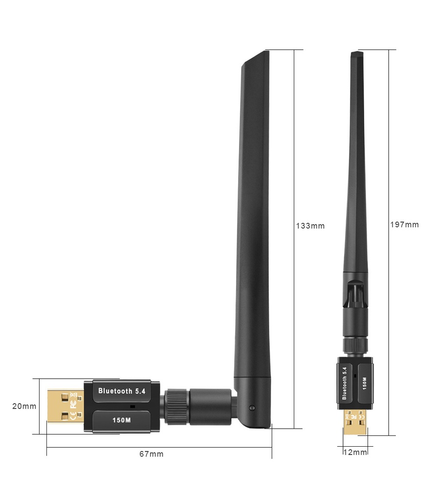 150m Bluetooth adapter driver-free Bluetooth5.4 computer external USB antenna Bluetooth receiver and transmitter