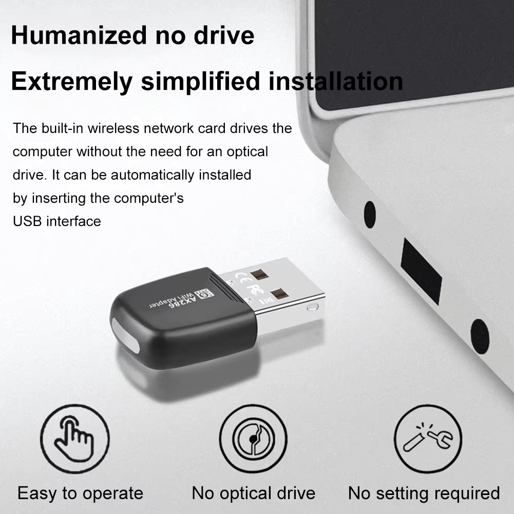 WIFI 6 286.8Mbps USB Dongle 2.4GHz Mini USB WiFi Card Adapter Driver Free Wireless Network Receiver For Windows 7 10 11