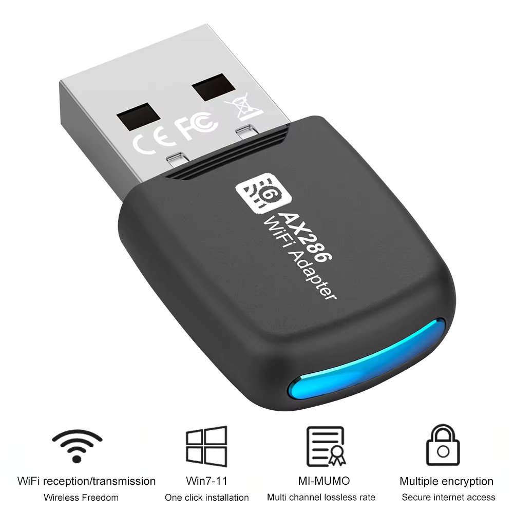 WIFI 6 286.8Mbps USB Dongle 2.4GHz Mini USB WiFi Card Adapter Driver Free Wireless Network Receiver For Windows 7 10 11