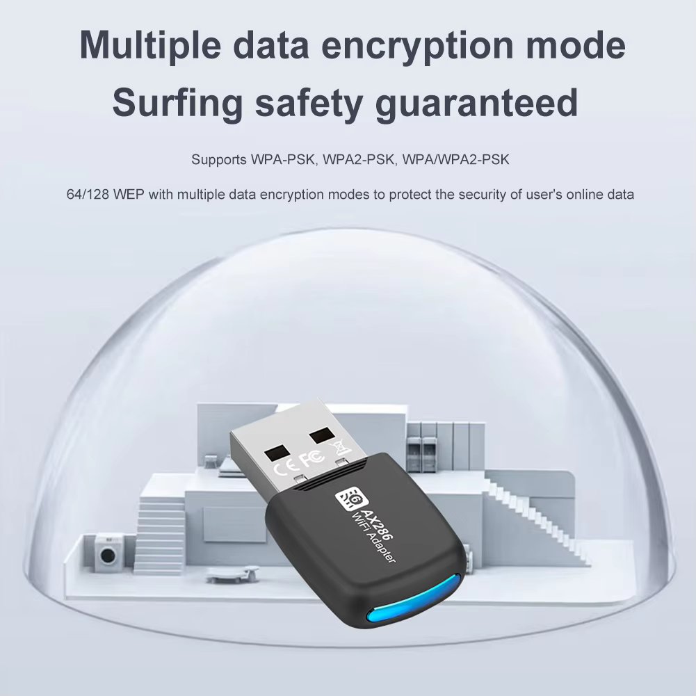 WIFI 6 286.8Mbps USB Dongle 2.4GHz Mini USB WiFi Card Adapter Driver Free Wireless Network Receiver For Windows 7 10 11
