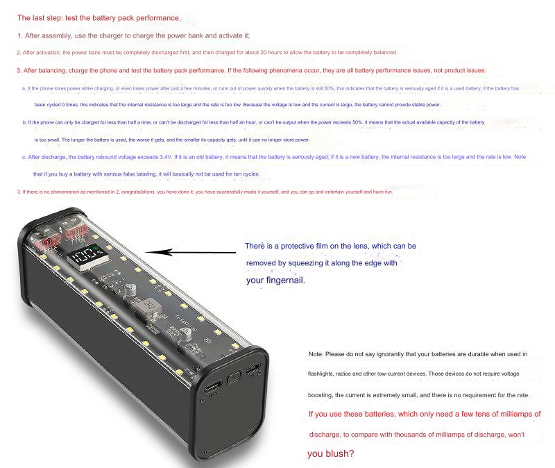 Transparent 8-cell 18650 battery box DIY kit fast charging mobile power supply set welding-free power bank shell (Without Battery)