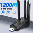 1200Mbps WiFi USB Adapter Dual Band 2.4G/5Ghz Wi-Fi Dongle 802.11AC Powerful Antenna Wireless Receiver