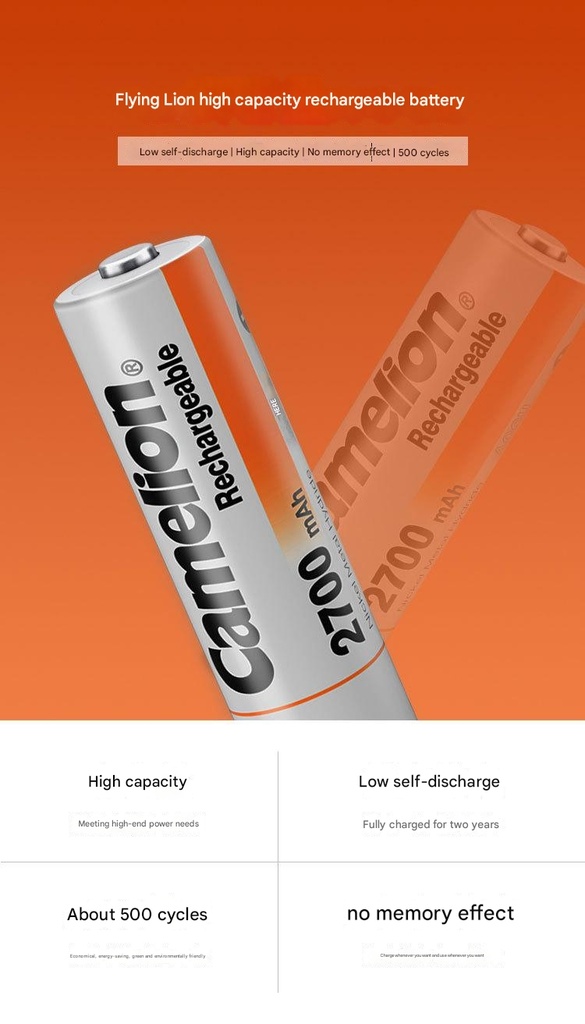 Camelion Flying Lion KTV Microphone NiMH Rechargeable Battery No. 5 AA 2700 mAh