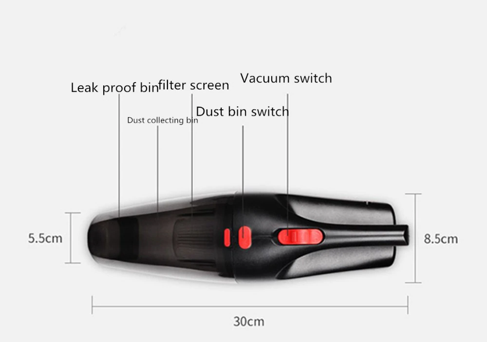 120W Wireless Rechargeable Car Vacuum Cleaner Mini Auto Home Dual-Use Cleaner Wet / Dry vacuum cleaner with LED Light