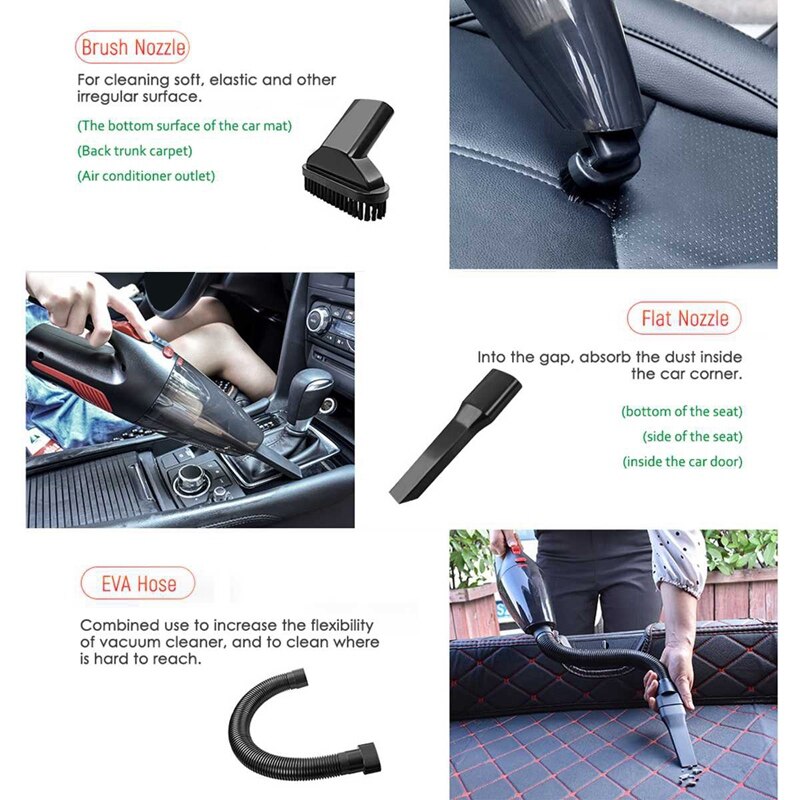 120W Wireless Rechargeable Car Vacuum Cleaner Mini Auto Home Dual-Use Cleaner Wet / Dry vacuum cleaner with LED Light
