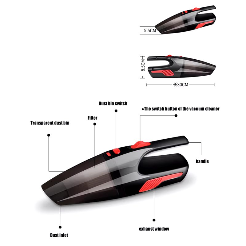 120W Wireless Rechargeable Car Vacuum Cleaner Mini Auto Home Dual-Use Cleaner Wet / Dry vacuum cleaner with LED Light