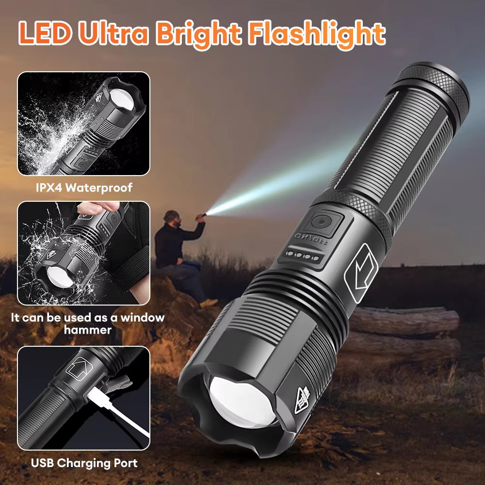 XHP50 18650 Rechargeable LED Flashlight