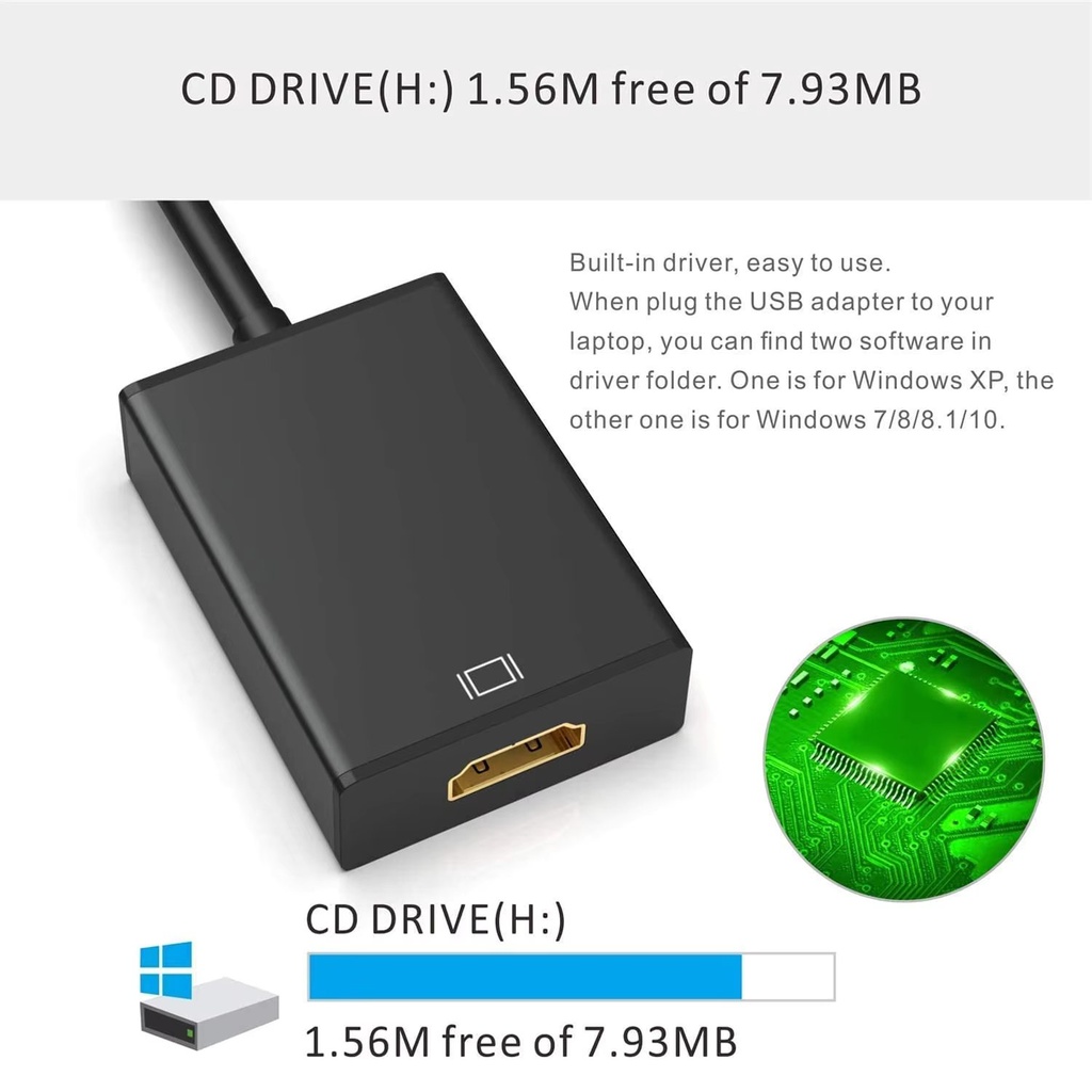 USB 3.0 to HDMI Adapter 1080P USB To HDMI-Compatible Video Converter External USB Adapter Video Adapter Cable