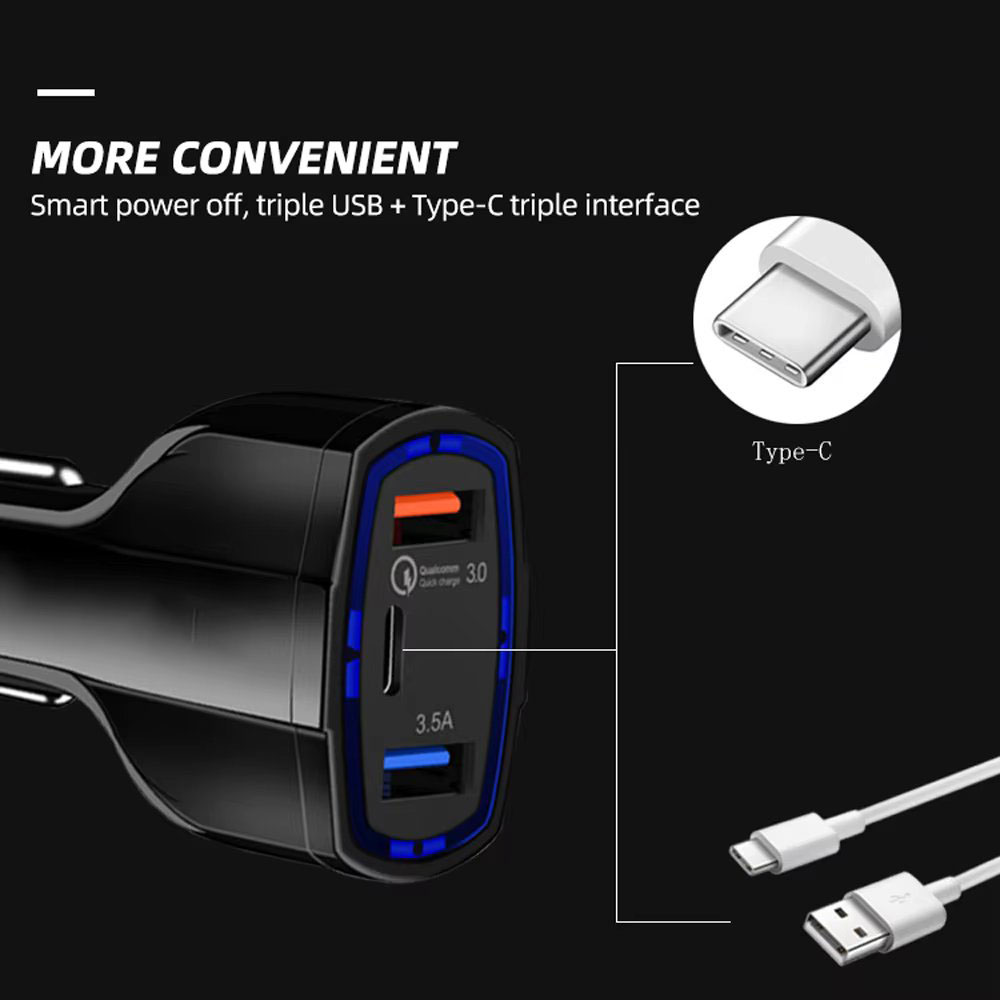 35W PD Quick Charge 3.0 QC 3.0 Type C Dual USB Port Fast Charger Car Phone Charging Adapter