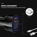35W PD Quick Charge 3.0 QC 3.0 Type C Dual USB Port Fast Charger Car Phone Charging Adapter