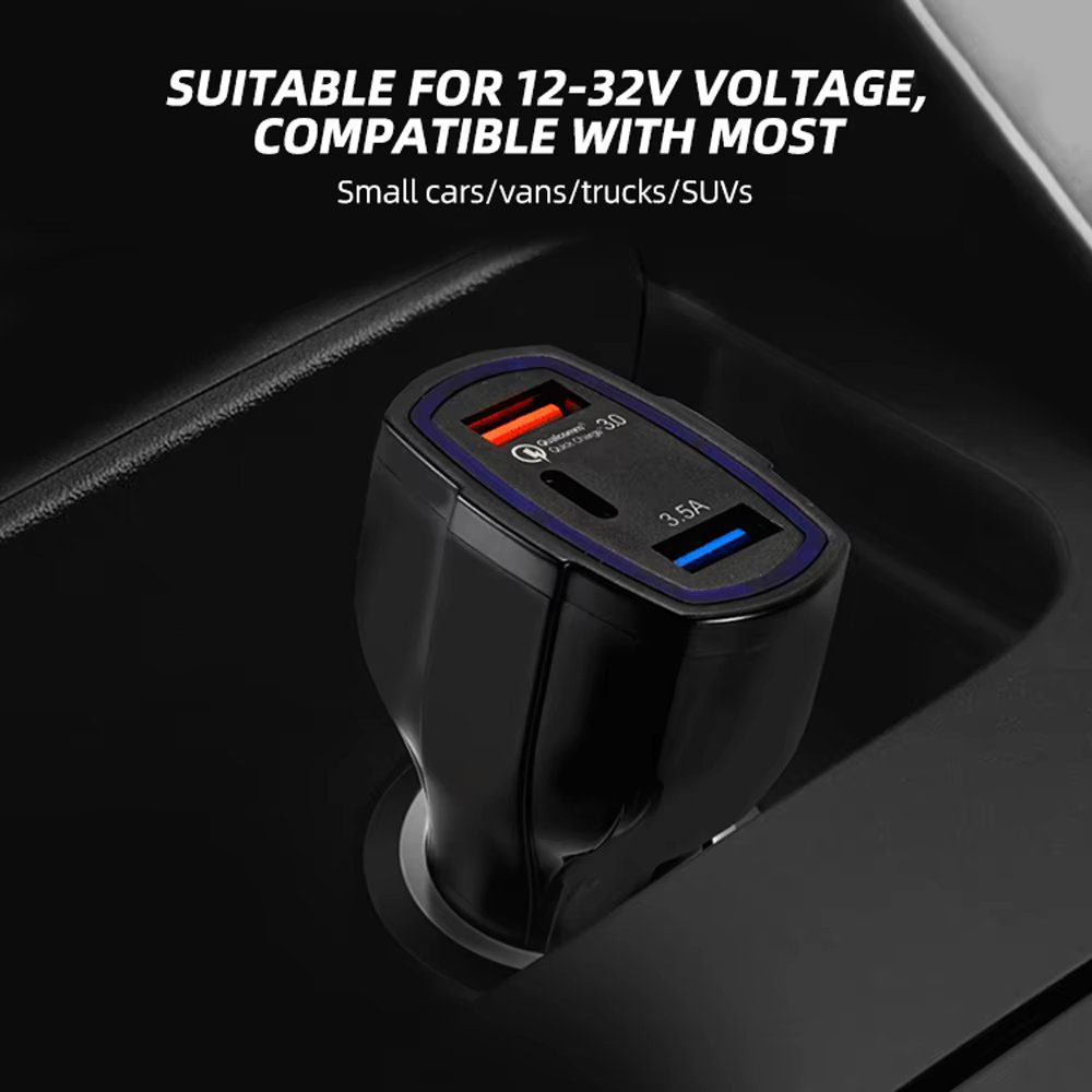 35W PD Quick Charge 3.0 QC 3.0 Type C Dual USB Port Fast Charger Car Phone Charging Adapter