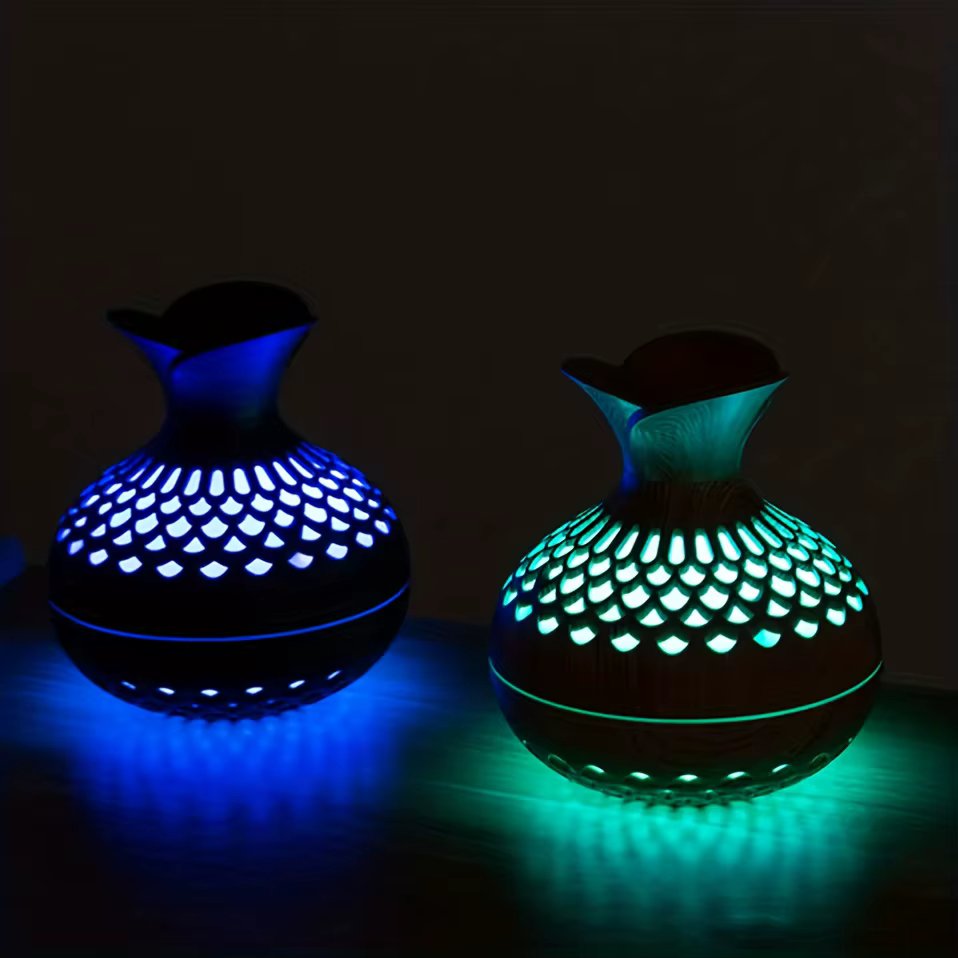 300ml wooden vase colorful light Cool Mist Air Humidifier