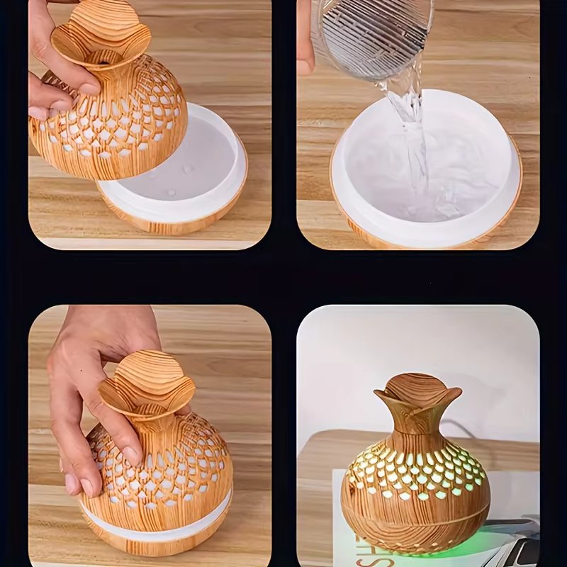 300ml wooden vase colorful light Cool Mist Air Humidifier