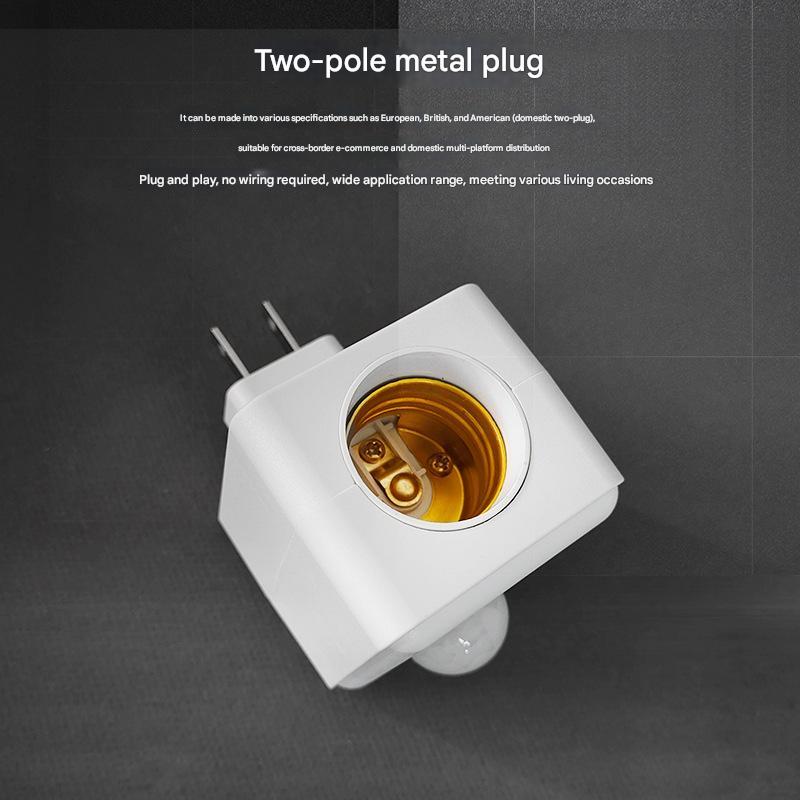 LED Human Infrared Sensor Lamp Base Intelligent Time-Delay Switch Holder E27 Wall Plug Type