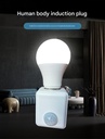 LED Human Infrared Sensor Lamp Base Intelligent Time-Delay Switch Holder E27 Wall Plug Type