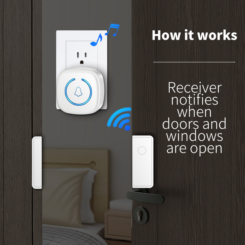 Split type Door And Window Sensor Wireless Door Magnet Sensor 60 Songs Home Protection Security Anti-Theft Alarm Volume Reminder